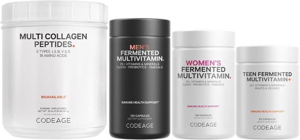 Codeage - Multi Collagène Protéines + Adolescents, Femmes et Hommes Multivitamine Bundle