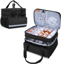 CURMIO Double Layers Pill Organizer Sac Vide, Médecine Organizer Case de rangement avec fermetures à glissière, Sac de voyage pour médicaments pour bouteilles d'ordonnance, fournitures médicales, noir (conception du brevet)