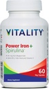 VITALITÉ Puissance Fer + Spiruline , 45mg Iron , Constructeur de sang , Support de carence en fer , Vegan , Tous suppléments naturels , doux sur les capsules... (60 Compte (paquet de 1))