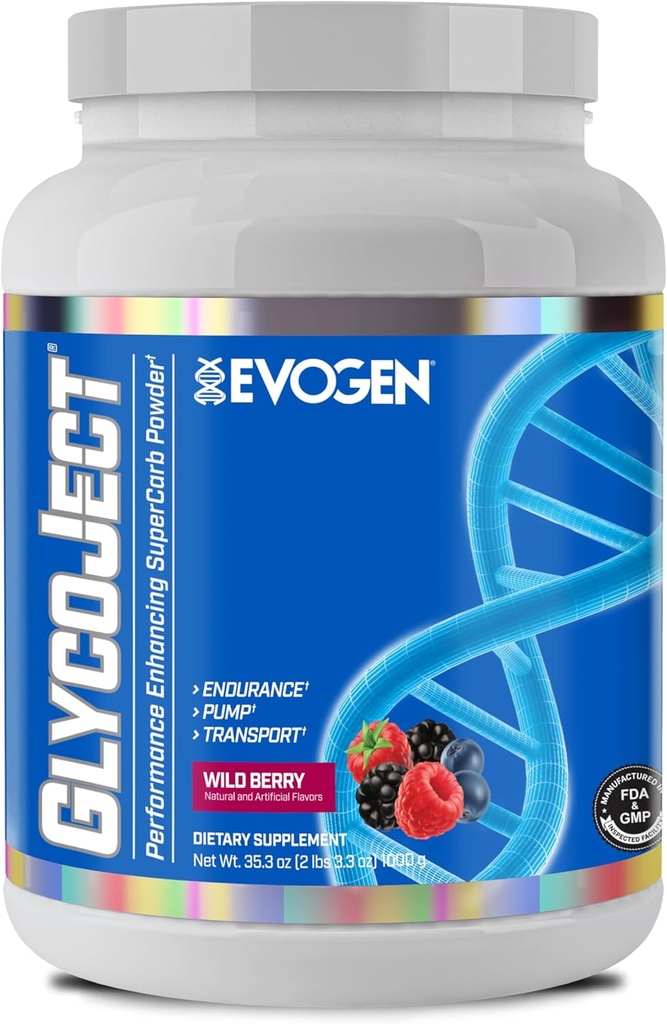 Evogen GlycoJect - Poudre de carburateur Super-Absorption rapide pour pré-entraînement.