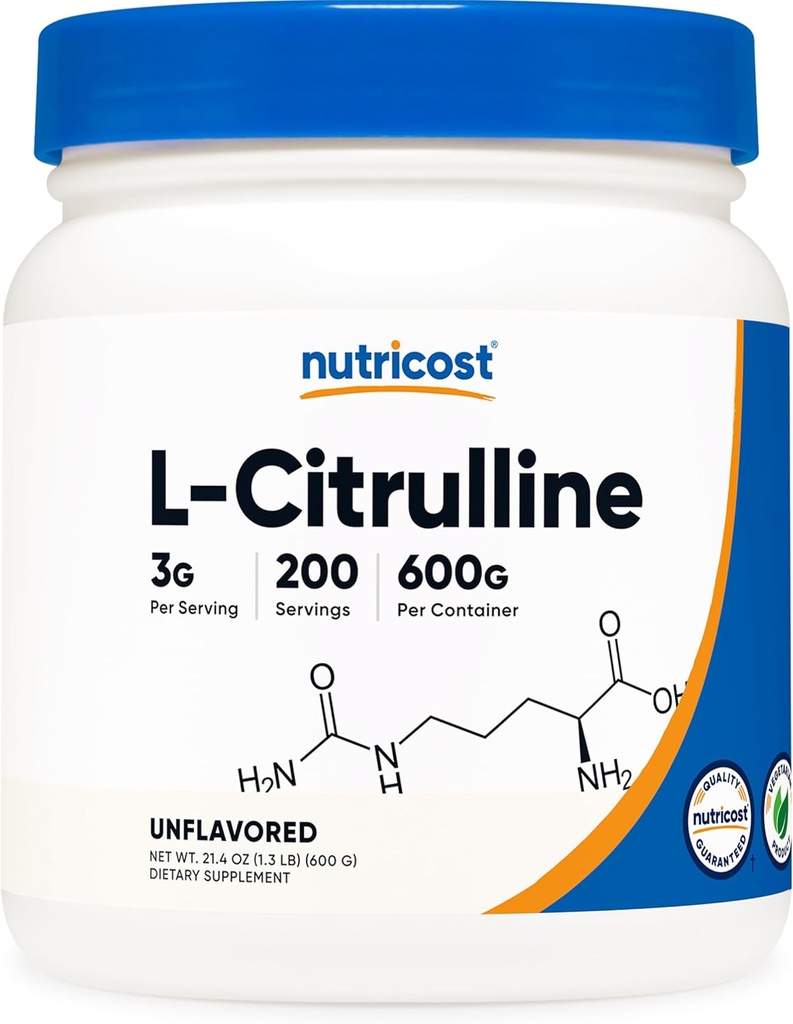 Nutricost Pure L-Citrulline (Base) Powder (600 Grams)
