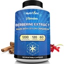 Nutrivein Premium Berberine HCL 1200 mg avec Ceylan Cannelle - 120 Capsules: Supplément Berberine à haute absorption pour les défenses, la digestion et le métabolisme