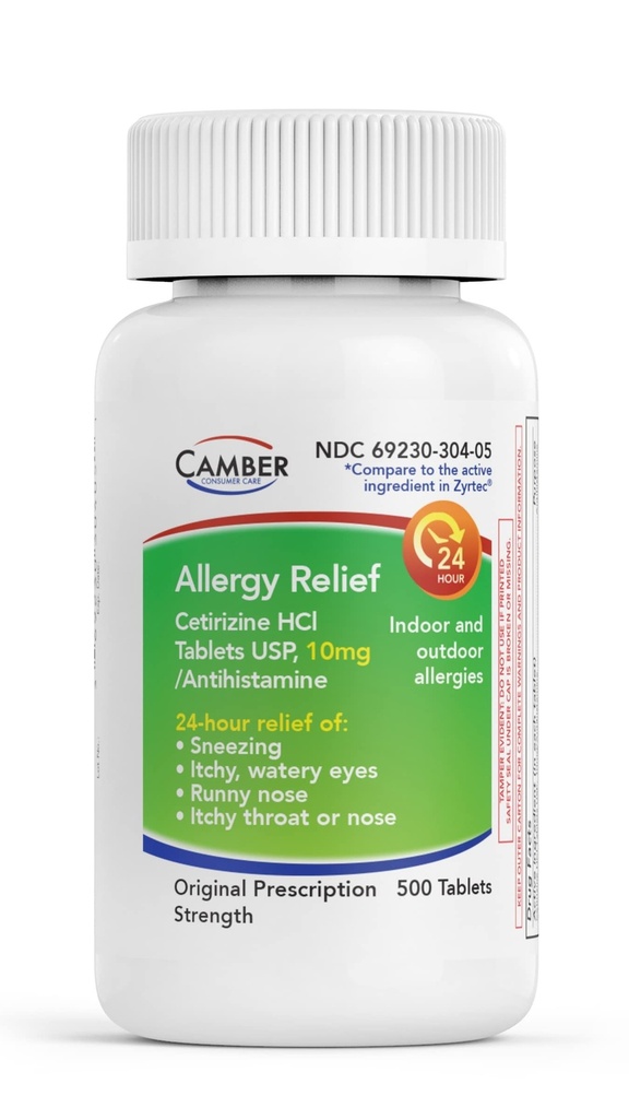 CAMBRE PHARMACEUTIQUES, INC Cétirizine HCI 10mg Comprimés, anti-allergie 24 heures sur 24, médicaments anti-allergie - 500 Nombre