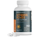 Bronson Vitamine K2 D3 (MK7) Supplément Non-OGM Formule Vitamine D3 5000IU (125 mcg) et 90 mcg K2 MK-7, Complexe D & K facile à avaler, 360 comprimés