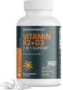 Bronson Vitamine K2 D3 (MK7) Supplément Non-OGM Formule Vitamine D3 5000IU (125 mcg) et 90 mcg K2 MK-7, Complexe D & K facile à avaler, 360 comprimés