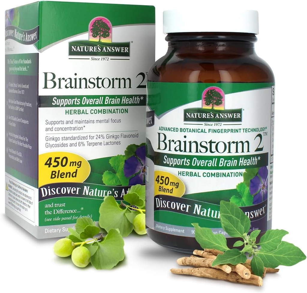Réponse de la nature Brainstorm 2 Capsules végétariennes, 90-Count
