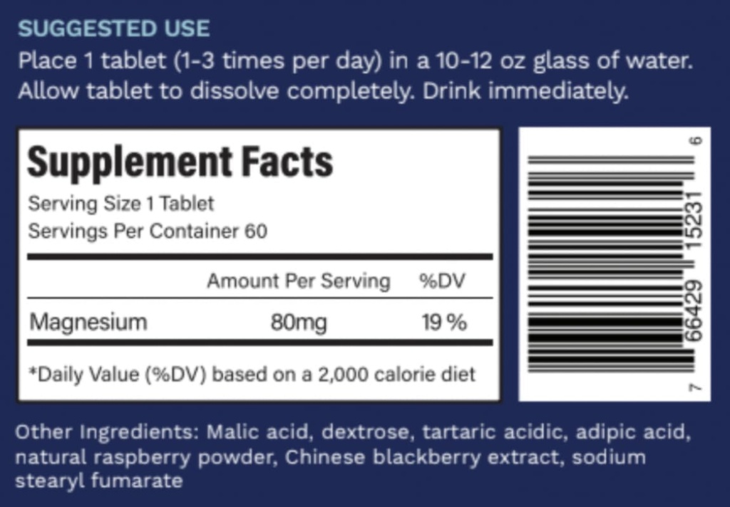 Comprimé d'eau H2 Ultra+ Hydrogène actif, framboise naturelle. Soutient le bien-être général avec les avantages de l'hydrogène moléculaire 60 services
