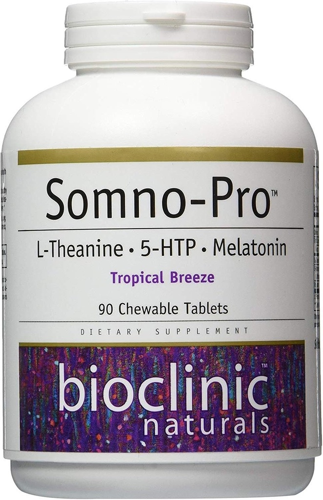 Bioclinique Naturals Somno-Pro L-Theanine - 5-HTP - Melatonine Tropical Breeze 90 Comprimés à croquer