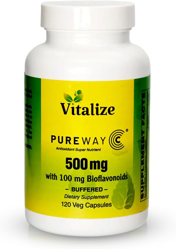Vitalize - PUREWAY-C 500 MG BUFFERED | Vitamin C Supplement | Supports Wound Healing and Immune System | Ascorbic Acid Vitamin C | Efficient Cellular Absorption | Each Bottle Contains 120 Veg Tablets