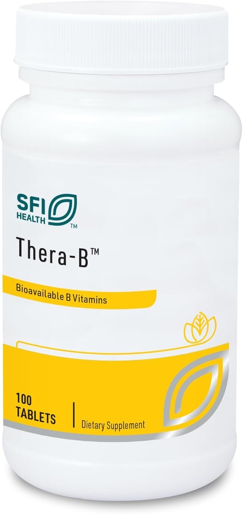 Klaire Labs SFI Health Thera-B - Complexe essentiel de vitamine B, formule hypoallergénique avec folate de métafoline activé (L-5-MTHF), biotine et méthylcobalamine (100 comprimés)