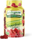 MYVIDAPURE Superfruits étonnants Gommies d'étoile Vitamines A,C,E, Zinc, Acai Berry, Acerola, Goji, Beet Root, Fraise, Gooseberry. La pastèque aux framboises. Non-OGM, sans gluten, végétalien 60 gommes