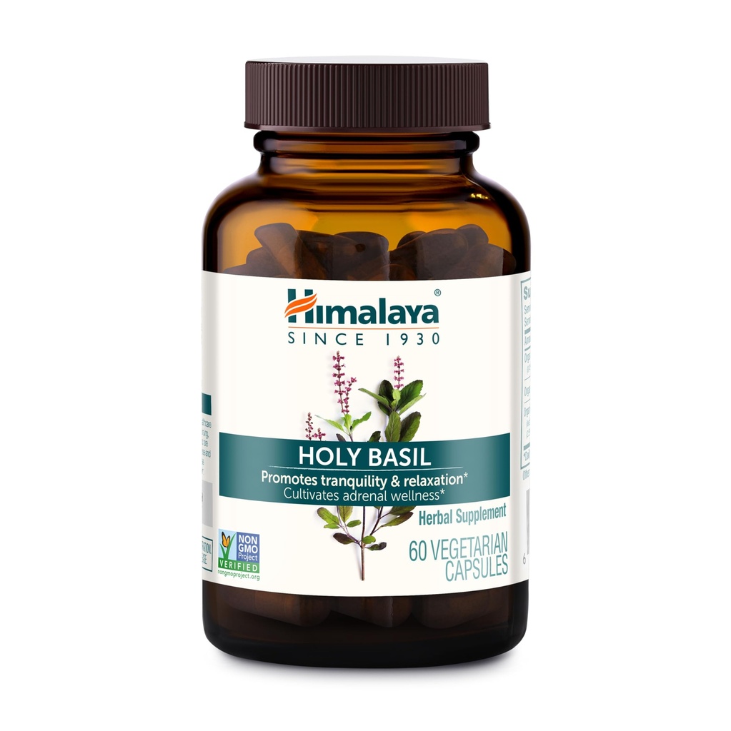 Himalaya Saint Basile - Herbal support adrénal pour le stress, la relaxation, le soutien énergétique et occasionnel l'insomnie - végétalien, non-OGM, sans gluten, 720 mg, 60 capsules