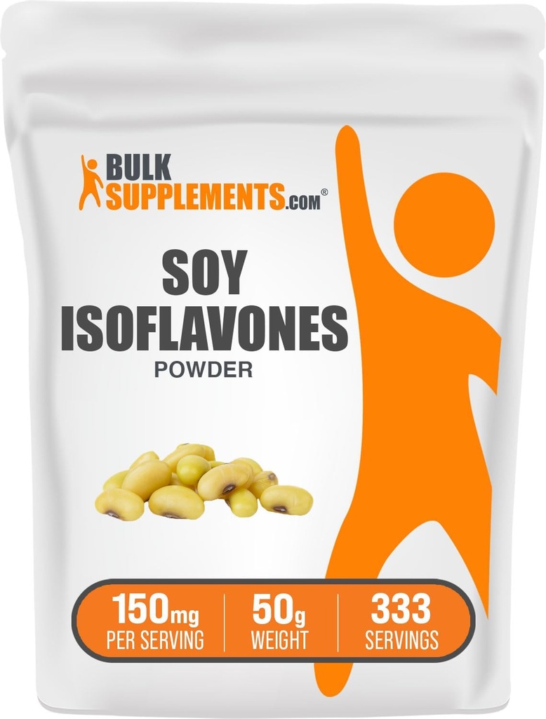 BulkSupplements.com Poudre d'isoflavones de soja - Isoflavones de soja 150mg, supplément d'isoflavones pour les femmes - pour le soutien des os, pur et sans gluten - 150mg par portion, 50g (1,8 oz)