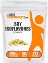 BulkSupplements.com Poudre d'isoflavones de soja - Isoflavones de soja 150mg, supplément d'isoflavones pour les femmes - pour le soutien des os, pur et sans gluten - 150mg par portion, 50g (1,8 oz)