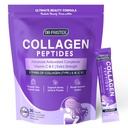 DRFOSTER Collagène-Peptides-Powder-Packets - Multi Type I II III V X Collagène pour femmes avec mélange antioxydant + vitamine C & E pour la peau, les cheveux, les ongles et les articulations, non-OGM, 30 Stick Packs