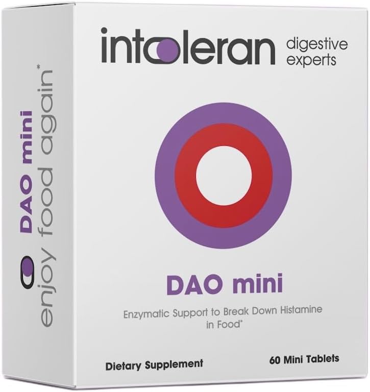 Intoleran DAO Mini Digestive Enzymes - 60 Tablets | Supplement for Histamine Intolerance & DAO Deficiency | Healthy Histamine Levels | 30,000 HDU Pure Diamine Oxidase (DAO) Enzyme | Coated