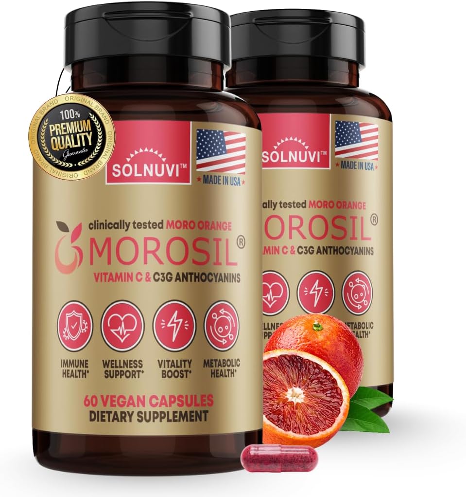 Morosil cliniquement testé supplément C3G - Métabolisme, Antioxydant, Wellness Support for Men & Women - 400mg Moro Red Orange Extract - 60 Capsules de Veggie - Non-OGM, Sans gluten, Vegan-Amis