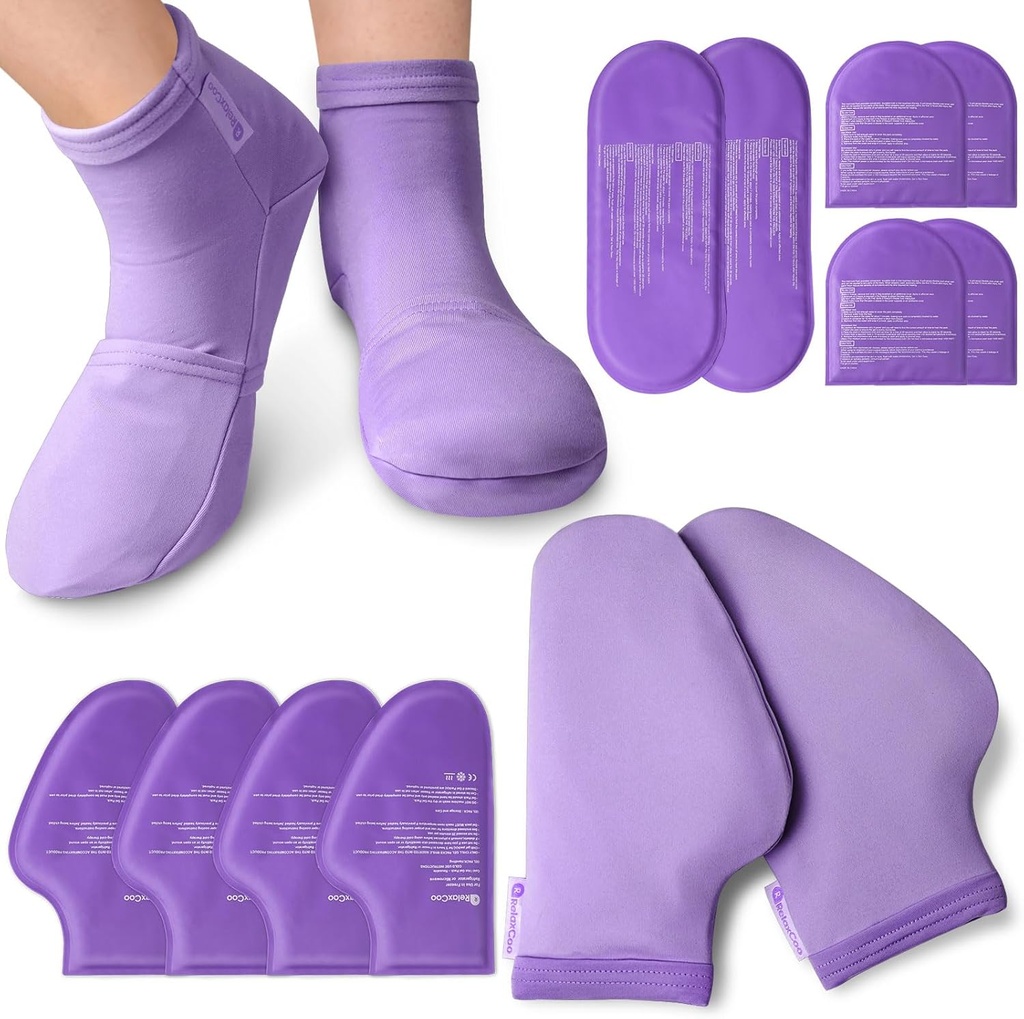 Cold Therapy Chaussettes & Hand Ice Pack Gants froids pour la chimiothérapie Neuropathie, Chemo Care Pack pour les femmes hommes, Idéal pour la fasciite plantaire, tunnel carpien, Arthrite Hand Pain Relief, S/M