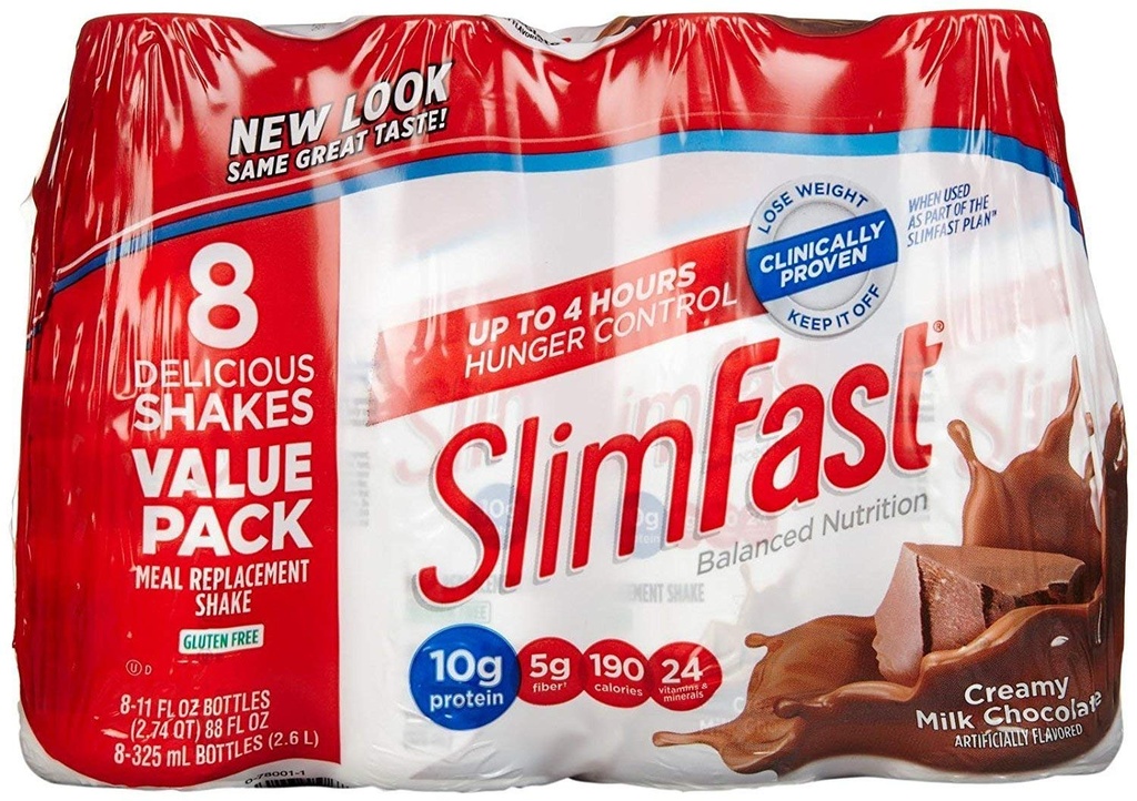 SlimFast Alimentation avancée Chocolat crémeux au lait – Remplacement des repas – 20g de protéines 8 Nombre(paquet de 3) Total 24 11OZ Bouteilles