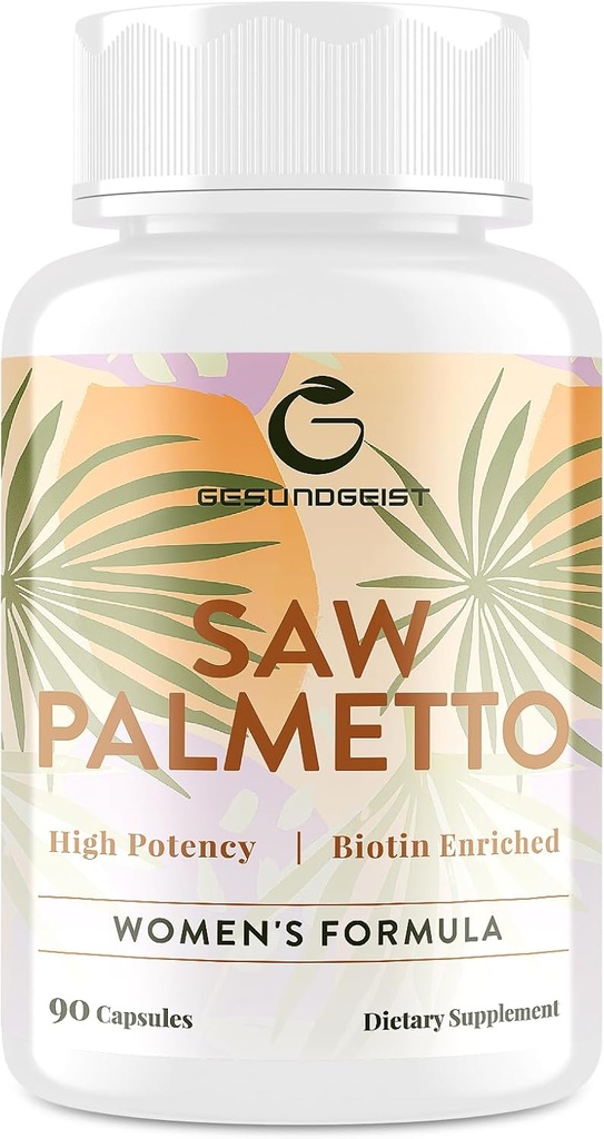 Saw Palmetto pour les femmes perte de cheveux - DHT Blocker avec mélange 5-en-1 pour la croissance des cheveux, la peau et les ongles, le bien-être urinaire - Supplément supplémentaire Saw Palmetto - 90 capsules