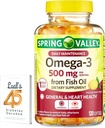 Spring Valley Omega-3 de l'huile de poisson 500 mg 120 Compte, SoftGels, complément alimentaire général et de santé cardiaque avec 45 Diabète Décodé de Luall