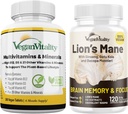 Vitalité végétalienne Mane du lion x Santé générale Combo Bundle - 6 mois Mane du lion et multivitamines