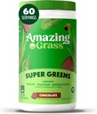 Amazing Grass Greens Superfood Poudre: Greens Poudre avec enzymes et probiotiques digestifs, Spiruline biologique, Chlorella et poudre de racine de betterave, chocolat, 60 portions