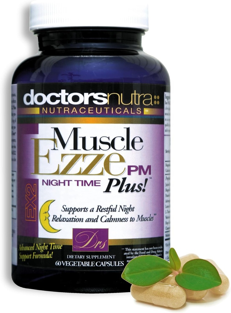 Muscle Ezze PM Plus Capsules de nuit par Doctors Nutra - Utilisation nocturne - Sans gluten - 60 Capsules