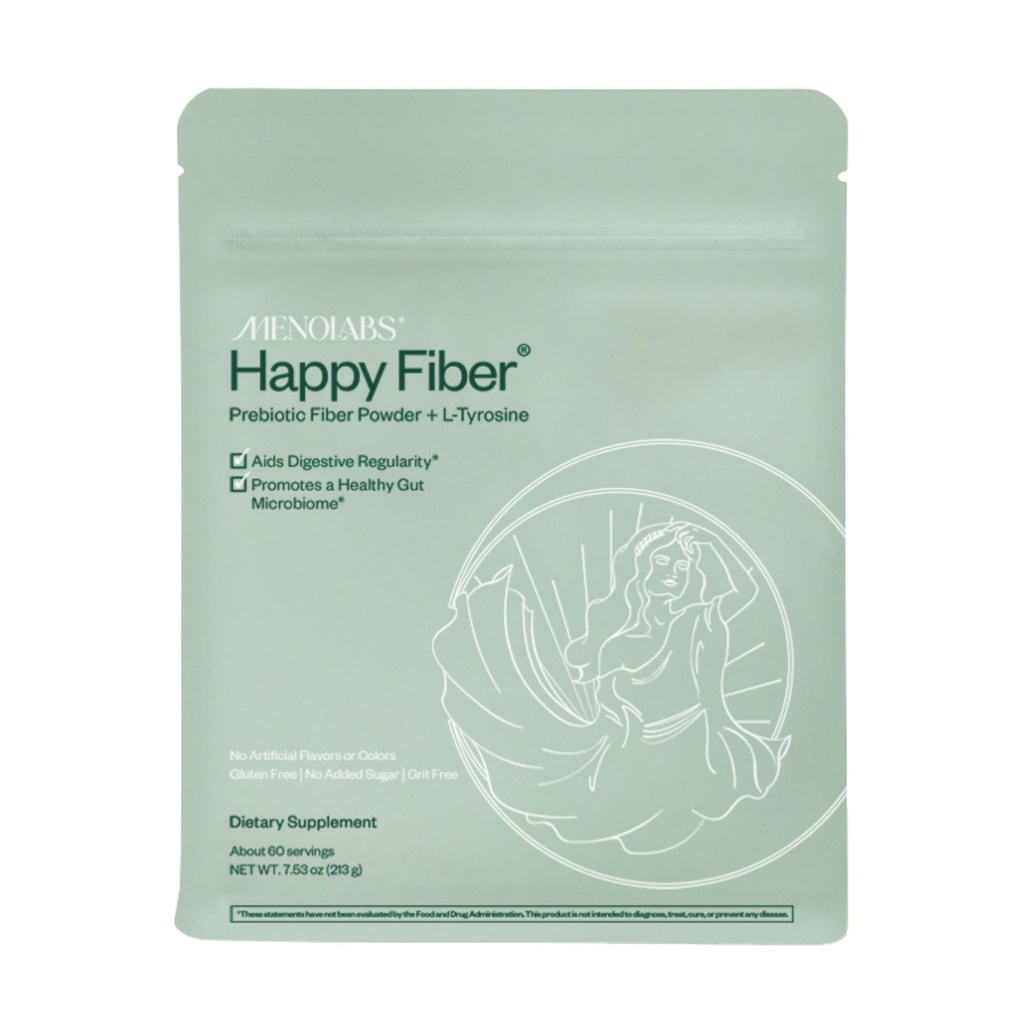 MENOLABS Happy Prebiotic Fiber Supplement - 60 portions (213 g) - Suppléments de ménopause pour femmes avec L-Tyrosine