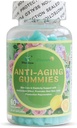 Gummies anti-âge, favorise la production de nouvelles cellules cutanées rajeunissement, anti-rides et soutien de la fermeté de la peau, Lemon Flavor, 60 comtes
