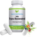 Supplément trans-résvératrol - Capsules organiques – Suppléments végétaliens pour les femmes et les hommes, Antioxydant naturel, Supplément polyphénols, Anti-vieillissement - 60 Capsules, 600mg, 30 jours d'approvisionnement