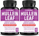 (2 boîtes) Mullein Leaf Capsules 6850mg - Mullein Leaf, Cordyceps, Reishi - 4 mois