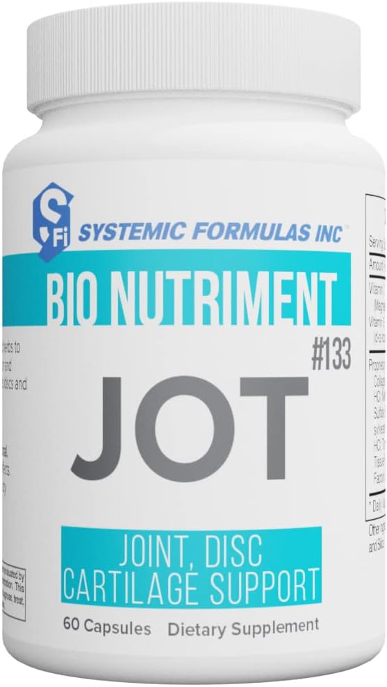 Formules systémiques JOT – Joint/Disc/Cartilage 60 Capsules Bio Nutriment #133. Soutient l'intégrité du cartilage, la santé, la lubrification et le confort et la formation saine des articulations, des disques et du cartilage.