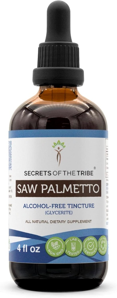 Saw Palmetto Tecture Extrait liquide sans alcool, Saw Palmetto (Serenoa Repens) Berry séché (4 FL OZ)