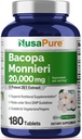 NusaPure Bacopa Leaf Monnieri Extrait 20 000 mg 180 comprimés (Extrait 20:1, non-OGM, sans gluten)