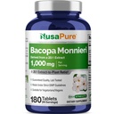 NusaPure Bacopa Leaf Monnieri Extrait 20 000 mg 180 comprimés (Extrait 20:1, non-OGM, sans gluten)