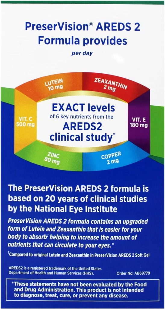 PreserVision AREDS 2 Vitamine oculaire et supplément minéral 210 Softgels