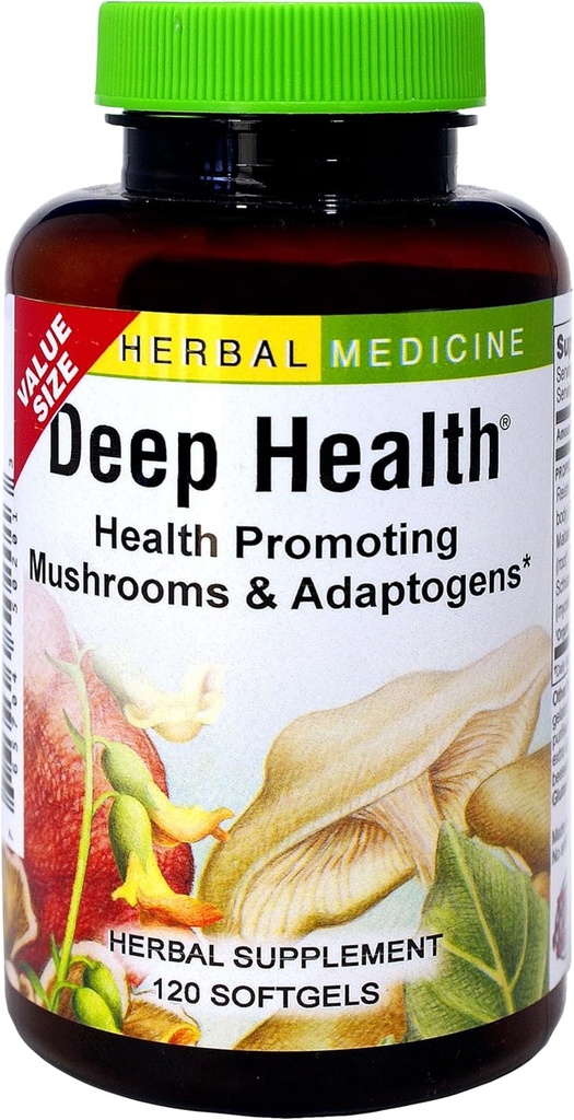 Herbes Etc. Deep Health - Supplément Adaptogène à usage quotidien - Aides Imune Santé et énergie - avec Reishi Mushroom - 120 Softgels (120 portions)