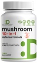 Supplément de champignons biologique 10-en-1, 240 Capsules – Lions Mane, Turkey Tail, Reishi, Cordyceps & More Complexe de champignons – Immunis, Energie et Nootropic Cerveau Support – Non-OGM