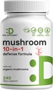 Supplément de champignons biologique 10-en-1, 240 Capsules – Lions Mane, Turkey Tail, Reishi, Cordyceps & More Complexe de champignons – Immunis, Energie et Nootropic Cerveau Support – Non-OGM
