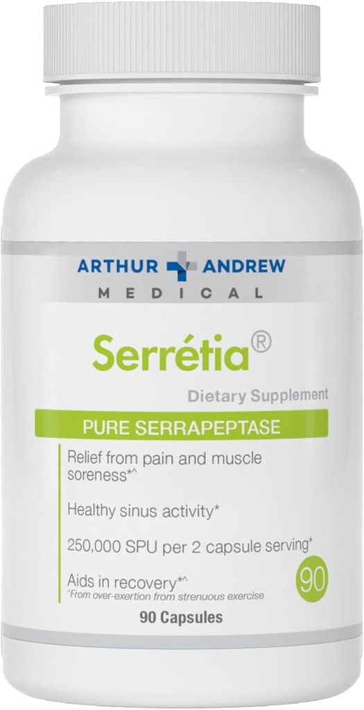 Arthur Andrew Medical, Serretia, Serrapeptase Formula for Muscle and Sinus Support, 90 Capsules