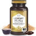 PS Plus Cerveau Suppléments pour la mémoire et la concentration - Premium Phosphatidylserine Brain Booster pour la santé du cerveau - Nootropic - 60 Softgels pour un mois d'approvisionnement