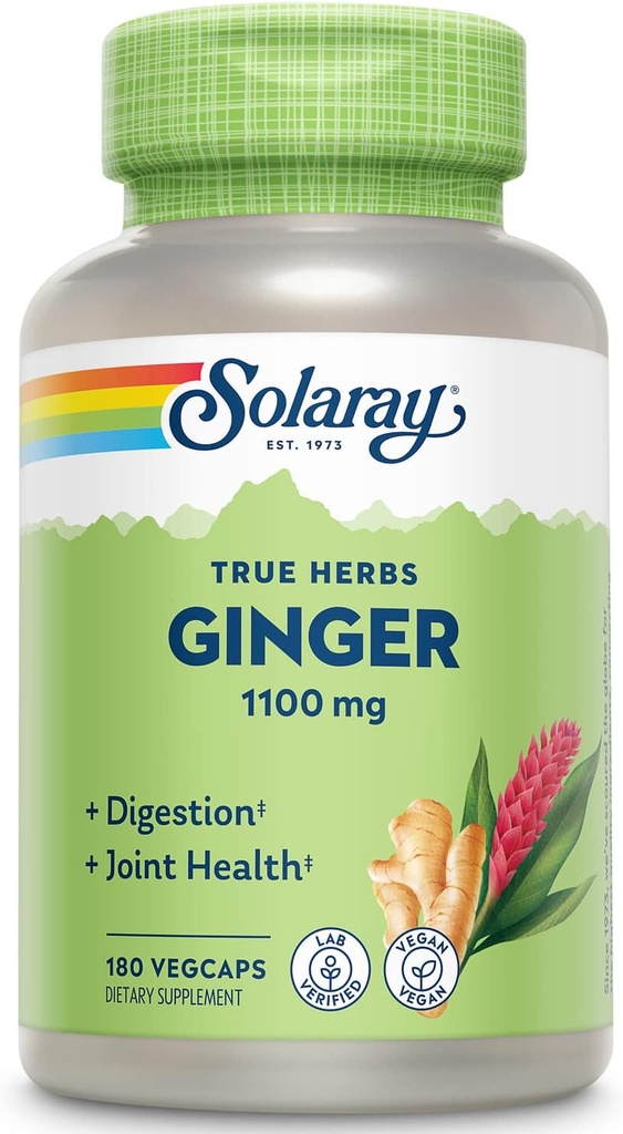 Solaray Ginger Root 1100mg de Digestion saine, les articulations et le mouvement et l'estomac Soutien à l'insouciance
