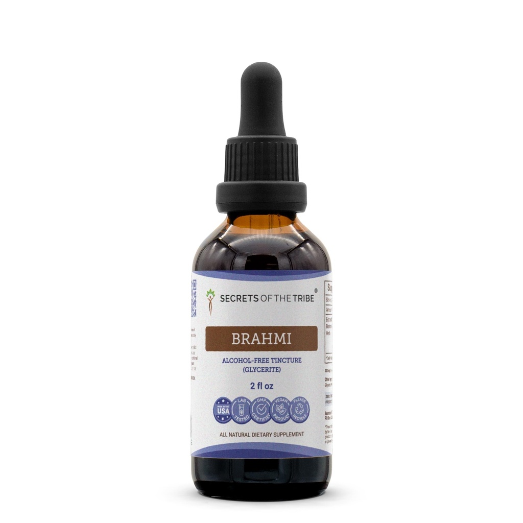 Secrets de la tribu Brahmi Teinture Extrait sans alcool, Brahmi (Bacopa Monnieri) 2 oz