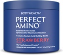 BodyHealth PerfectAmino Powder - BCAA et EAA Poudre pour pré-entraînement et après l'entraînement - Amino Acid Energy Drink pour hommes et femmes pour soutenir le muscle maigre et la récupération - Fraise - 30 portions