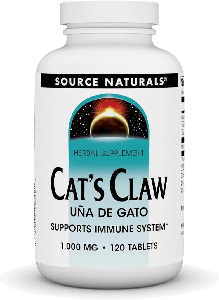 Source Naturals Cat's Claw Bark UNA de Gato 1000 mg Complément alimentaire - Supports Système immunitaire - 120 comprimés