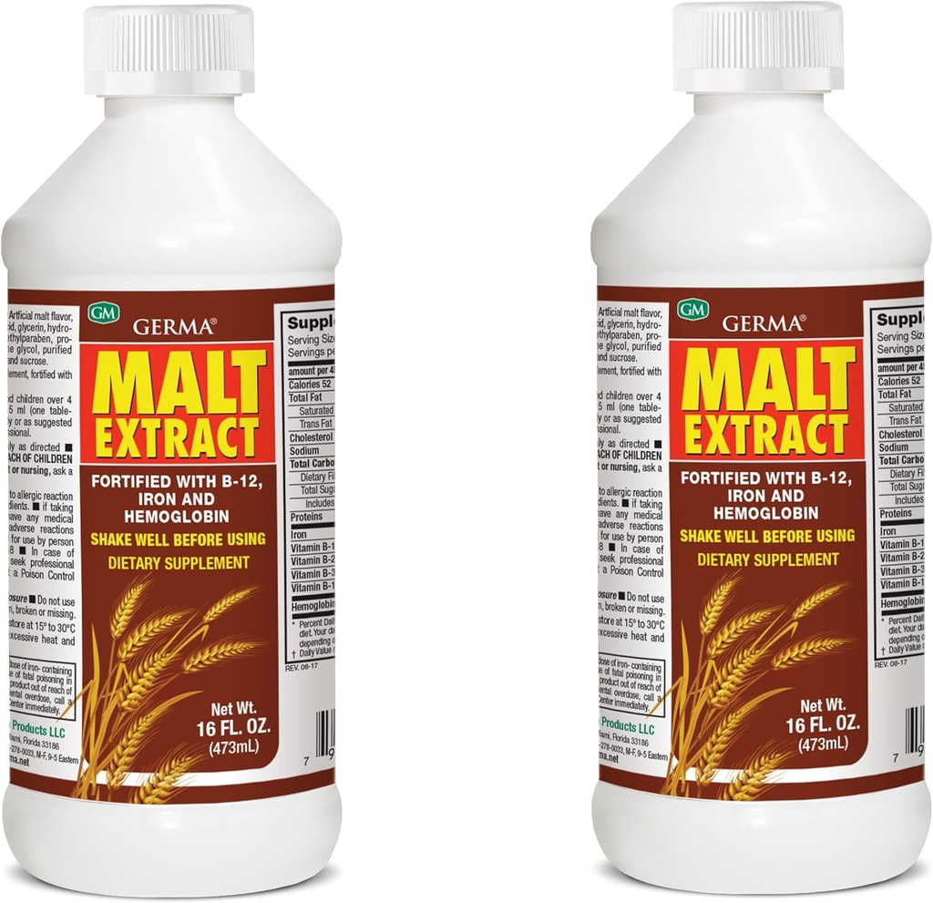 Extrait de Malte 16oz Extrait de Malt Fortifié avec B-12 et Fer 2pk
