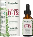 LiveWise Naturals B12 gouttes de vitamine non-OGM, mélange bioactif biologique pour l'énergie, la clarté, le focus et l'absorption facile, Adénosylcobalamine et supplément méthylcobalamine, végétalien, sans gluten, sans lait
