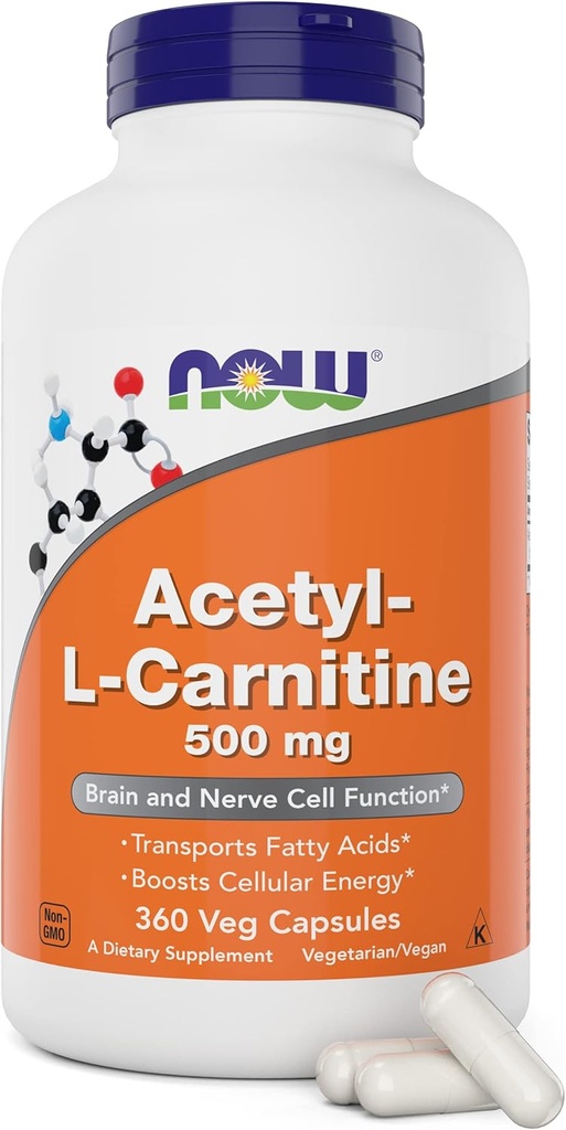 MAINTENANT Aliments Maintenant acétyl L Carnitine 500mg, 360 Capsules de Veg - Non-OGM ACL 500 mg Caps