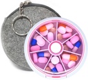 Pill Organizer Travel Pill Case for Purse Portable Pill Box Round Weekiy Pill Container for Vitamine Fish Oil Pills Suppléments (Pink+Bag)